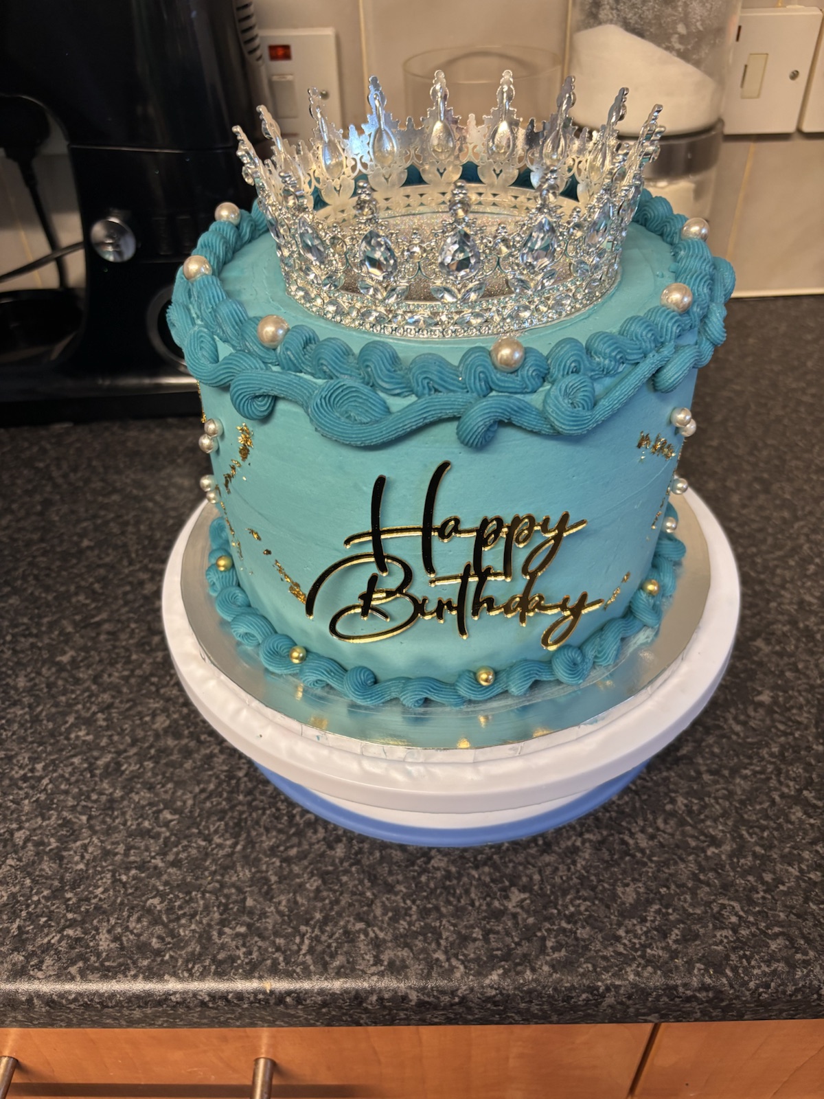 Blue crown celebration cake